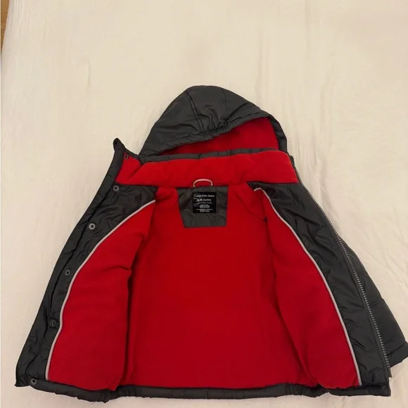 Calvin Klein Jeans Red and Black Hooded Jacket - Picture 4 of 9
